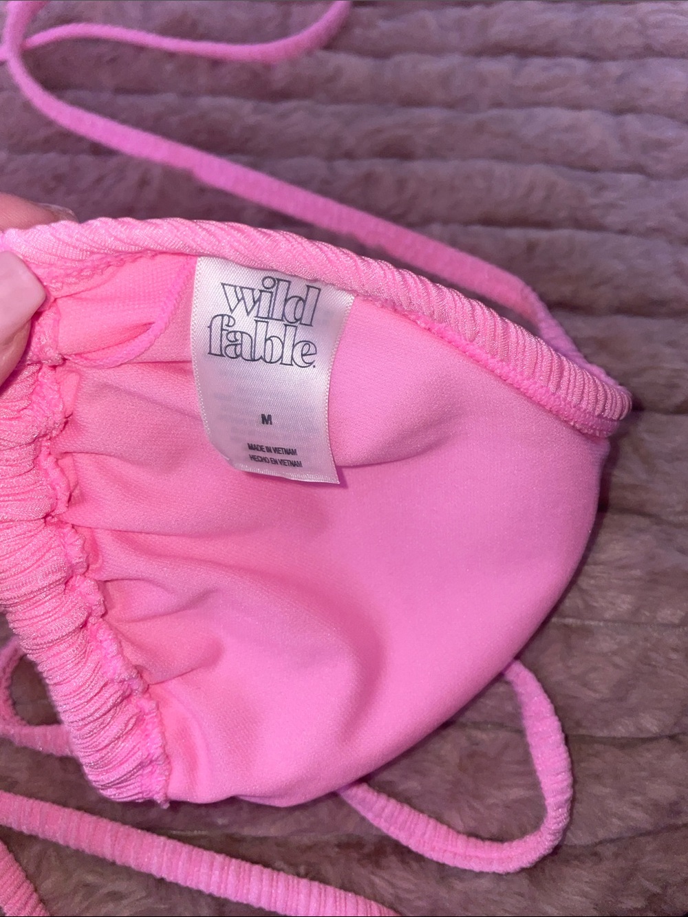 Pink Ribbed Triangle Bikini Top - Picture 4 of 4
